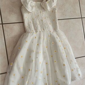 btween White and Yellow Floral Kids Formal Dress